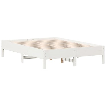 vidaXL Σκελετός Κρεβ. Χωρίς Στρώμα Λευκό 140x190cm Μασίφ Πεύκο 1 τεμ. - Μονό