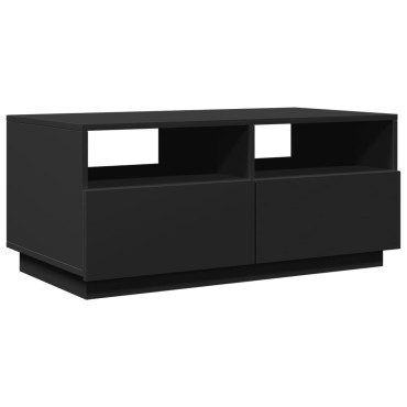 vidaXL Τραπεζάκι Σαλονιού με Φώτα LED Μαύρο 90x49x40cm 1 τεμ.