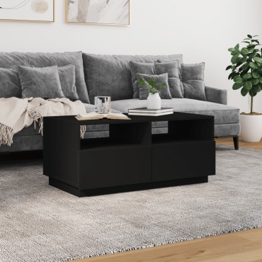 vidaXL Τραπεζάκι Σαλονιού με Φώτα LED Μαύρο 90x49x40cm 1 τεμ.