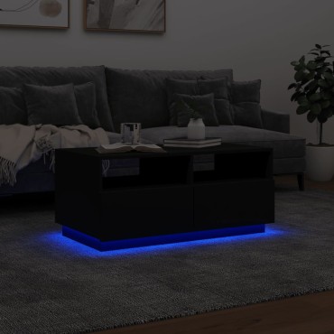 vidaXL Τραπεζάκι Σαλονιού με Φώτα LED Μαύρο 90x49x40cm 1 τεμ.