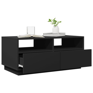 vidaXL Τραπεζάκι Σαλονιού με Φώτα LED Μαύρο 90x49x40cm 1 τεμ.