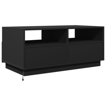 vidaXL Τραπεζάκι Σαλονιού με Φώτα LED Μαύρο 90x49x40cm 1 τεμ.