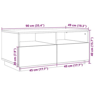 vidaXL Τραπεζάκι Σαλονιού με Φώτα LED Γκρι Σκυροδέματος 90x49x40cm 1 τεμ.