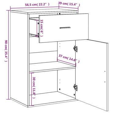 vidaXL Ραφιέρα με Ντουλάπια Μαύρο 56,5x39x90cm Επεξεργασμένο Ξύλο 1 τεμ.