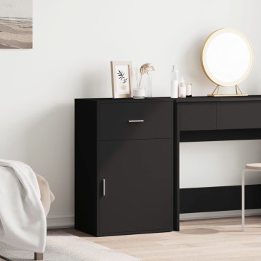 vidaXL Ραφιέρα με Ντουλάπια Μαύρο 56,5x39x90cm Επεξεργασμένο Ξύλο 1 τεμ.