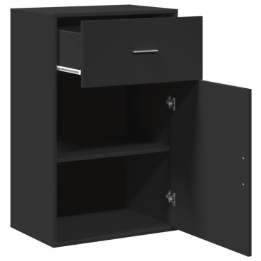 vidaXL Ραφιέρα με Ντουλάπια Μαύρο 56,5x39x90cm Επεξεργασμένο Ξύλο 1 τεμ.