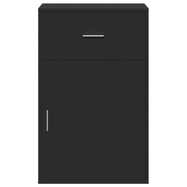 vidaXL Ραφιέρα με Ντουλάπια Μαύρο 56,5x39x90cm Επεξεργασμένο Ξύλο 1 τεμ.