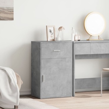 vidaXL Ραφιέρα με Ντουλάπια Γκρι Σκυροδέμ. 56,5x39x90cm Επεξ. Ξύλο 1 τεμ.