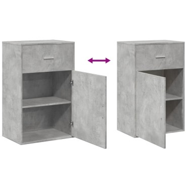 vidaXL Ραφιέρα με Ντουλάπια Γκρι Σκυροδέμ. 56,5x39x90cm Επεξ. Ξύλο 1 τεμ.