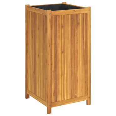 vidaXL Ζαρντινιέρα Κήπου με Επένδυση 50x50x100 εκ. Μασίφ Ξύλο Ακακίας