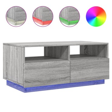 vidaXL Τραπεζάκι Σαλονιού με Φώτα LED Γκρι Sonoma 90x49x40cm 1 τεμ.