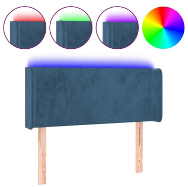 vidaXL Κεφαλάρι Κρεβατιού LED Σκούρο Μπλε 103x16x78/88cm Βελούδινο 1 τεμ.