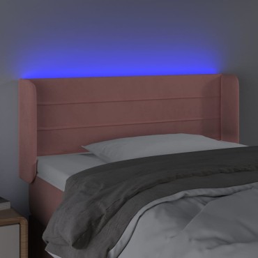 vidaXL Κεφαλάρι Κρεβατιού LED Ροζ 103x16x78/88cm Βελούδινο 1 τεμ.