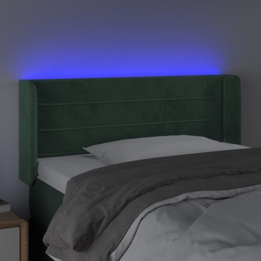 vidaXL Κεφαλάρι Κρεβατιού LED Σκούρο Πράσινο 103x16x78/88cm Βελούδινο 1 τεμ.