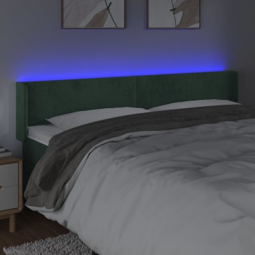 vidaXL Κεφαλάρι Κρεβατιού LED Σκούρο Πράσινο 183x16x78/88cm Βελούδινο 1 τεμ.