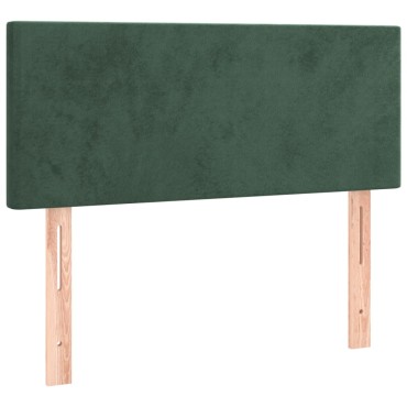 vidaXL Κρεβάτι Boxspring με Στρώμα Σκούρο Πράσινο 100x200εκ. Βελούδινο