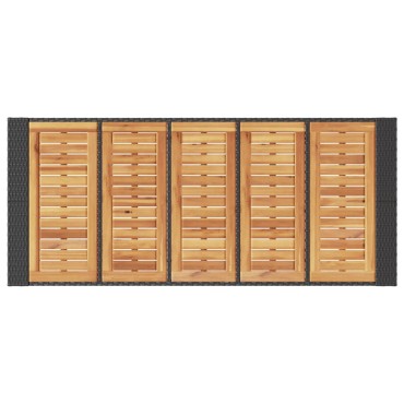 vidaXL Τραπέζι Μπαρ Κήπου Επιφ. Ακακίας Μαύρο 185x80x110cm Συνθ. Ρατάν 1 τεμ.