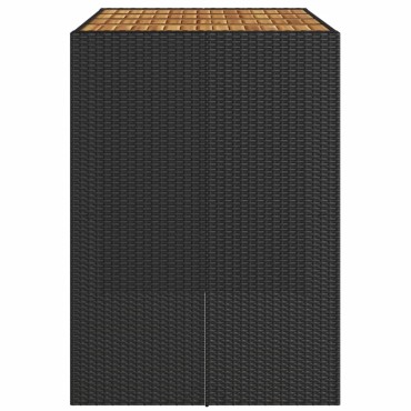 vidaXL Τραπέζι Μπαρ Κήπου Επιφ. Ακακίας Μαύρο 105x80x110cm Συνθ. Ρατάν 1 τεμ.