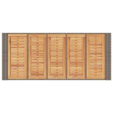 vidaXL Τραπέζι Μπαρ Κήπου Επιφ. Ακακίας Γκρι 185x80x110cm Συνθ. Ρατάν 1 τεμ.