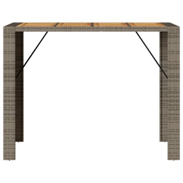 vidaXL Τραπέζι Μπαρ Κήπου Επιφ. Ακακίας Γκρι 145x80x110cm Συνθ. Ρατάν 1 τεμ.