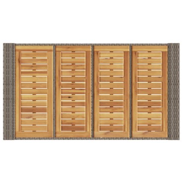 vidaXL Τραπέζι Μπαρ Κήπου Επιφ. Ακακίας Γκρι 145x80x110cm Συνθ. Ρατάν 1 τεμ.
