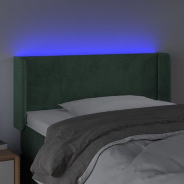 vidaXL Κεφαλάρι Κρεβατιού LED Σκούρο Πράσινο 83x16x78/88cm Βελούδινο 1 τεμ.
