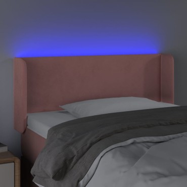 vidaXL Κεφαλάρι Κρεβατιού LED Ροζ 103x16x78/88cm Βελούδινο 1 τεμ.