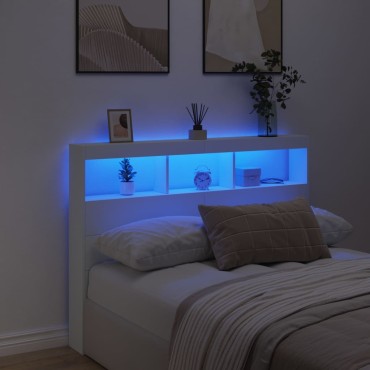 vidaXL Κεφαλάρι με Αποθηκευτικό Χώρο και LED Λευκό 140x17x102cm 1 τεμ.