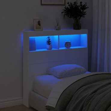 vidaXL Κεφαλάρι με Αποθηκευτικό Χώρο και LED Λευκό 100x17x102cm 1 τεμ.