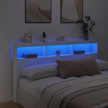 vidaXL Κεφαλάρι με Αποθηκευτικό Χώρο και LED Λευκό 180x17x102cm 1 τεμ.