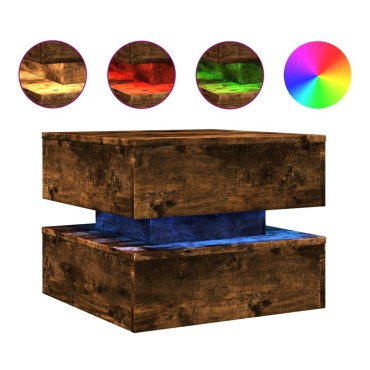 vidaXL Τραπεζάκι Σαλονιού με LED Καπνιστή δρυς 50x50x40cm 1 τεμ.