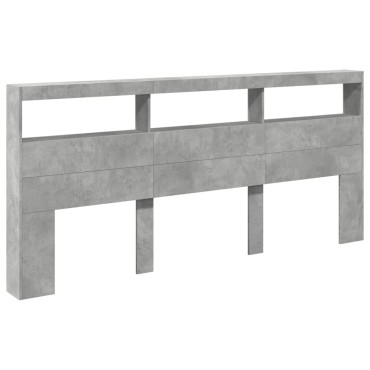 vidaXL Κεφαλάρι με Αποθηκ. Χώρο & LED Γκρι Σκυρ. 220x17x102cm 1 τεμ.