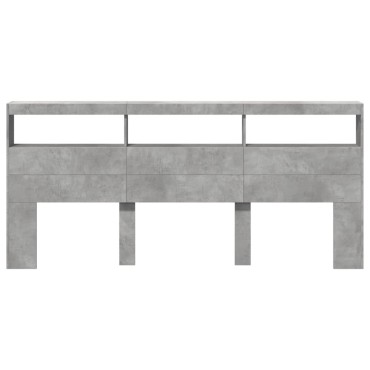 vidaXL Κεφαλάρι με Αποθηκ. Χώρο & LED Γκρι Σκυρ. 220x17x102cm 1 τεμ.