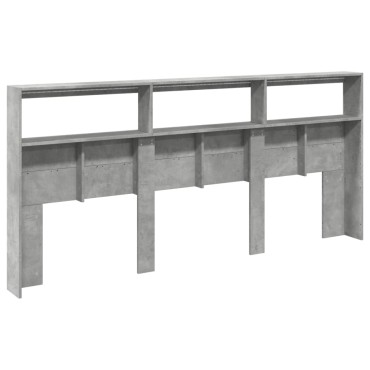 vidaXL Κεφαλάρι με Αποθηκ. Χώρο & LED Γκρι Σκυρ. 220x17x102cm 1 τεμ.