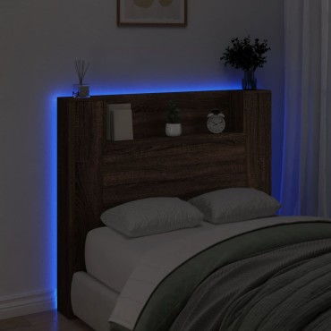 vidaXL Κεφαλάρι με Αποθηκ. Χώρο & LED Καφέ Δρυς 120x16,5x103,5cm 1 τεμ.