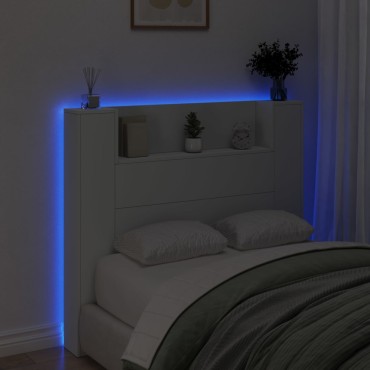 vidaXL Κεφαλάρι με Αποθηκευτικό Χώρο και LED Λευκό 120x16,5x103,5cm 1 τεμ.