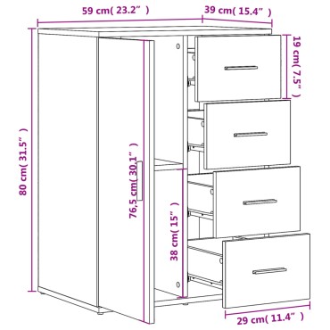 vidaXL Βοηθητικό Ντουλάπι Λευκό 59x39x80cm Επεξεργασμένο Ξύλο 1 τεμ.
