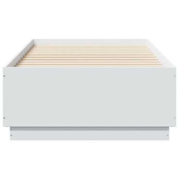 vidaXL Πλαίσιο Κρεβατιού με LED Λευκό 75x190εκ. από Επεξεργασμένο Ξύλο
