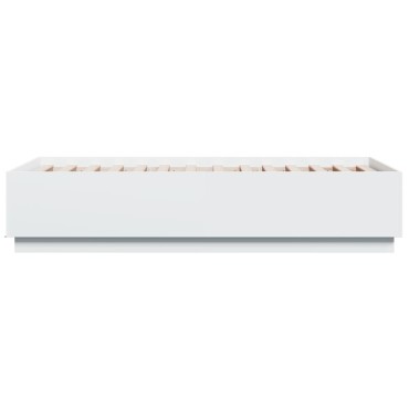 vidaXL Πλαίσιο Κρεβατιού με LED Λευκό 75x190εκ. από Επεξεργασμένο Ξύλο
