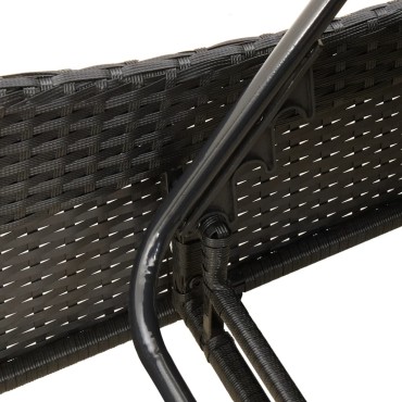 vidaXL Ξαπλώστρα Μαύρη 114x205x73cm από Συνθετικό Ρατάν με Μαξιλάρι 1 τεμ.