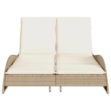 vidaXL Ξαπλώστρα Μπεζ 114x205x73cm από Συνθετικό Ρατάν με Μαξιλάρι 1 τεμ.