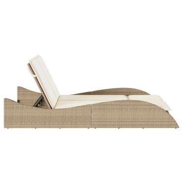 vidaXL Ξαπλώστρα Μπεζ 114x205x73cm από Συνθετικό Ρατάν με Μαξιλάρι 1 τεμ.