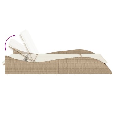 vidaXL Ξαπλώστρα Μπεζ 114x205x73cm από Συνθετικό Ρατάν με Μαξιλάρι 1 τεμ.