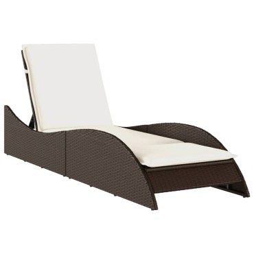 vidaXL Ξαπλώστρα Καφέ 60x205x73cm από Συνθετικό Ρατάν με Μαξιλάρι 1 τεμ.