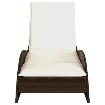 vidaXL Ξαπλώστρα Καφέ 60x205x73cm από Συνθετικό Ρατάν με Μαξιλάρι 1 τεμ.