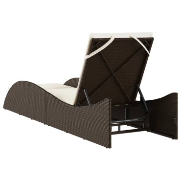 vidaXL Ξαπλώστρα Καφέ 60x205x73cm από Συνθετικό Ρατάν με Μαξιλάρι 1 τεμ.