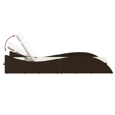 vidaXL Ξαπλώστρα Καφέ 60x205x73cm από Συνθετικό Ρατάν με Μαξιλάρι 1 τεμ.