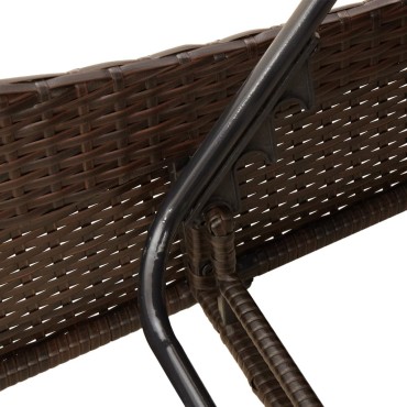 vidaXL Ξαπλώστρα Καφέ 60x205x73cm από Συνθετικό Ρατάν με Μαξιλάρι 1 τεμ.