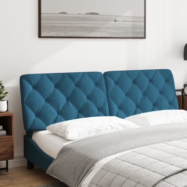 vidaXL Μαξιλάρι για Κεφαλάρι Μπλε Βελούδο 162x6x48cm 1 τεμ.