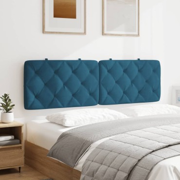 vidaXL Μαξιλάρι για Κεφαλάρι Μπλε Βελούδο 162x6x48cm 1 τεμ.
